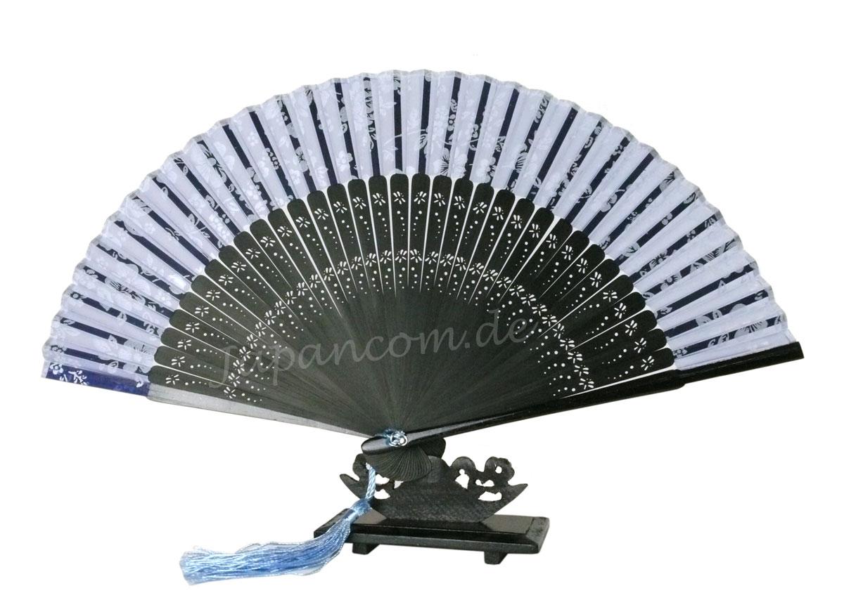 Fächer Shiroi Hana blau