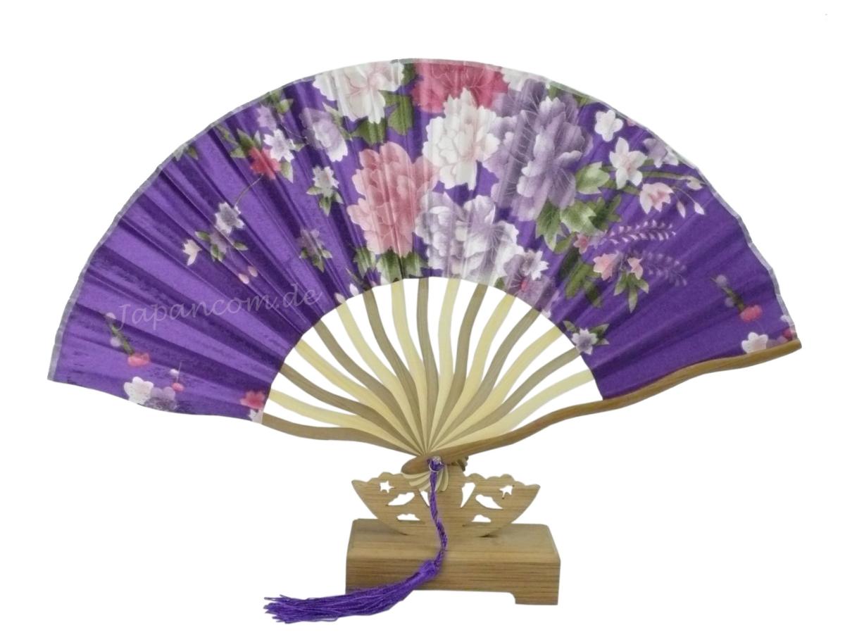 Gebogener Fächer Blumen violett 21cm