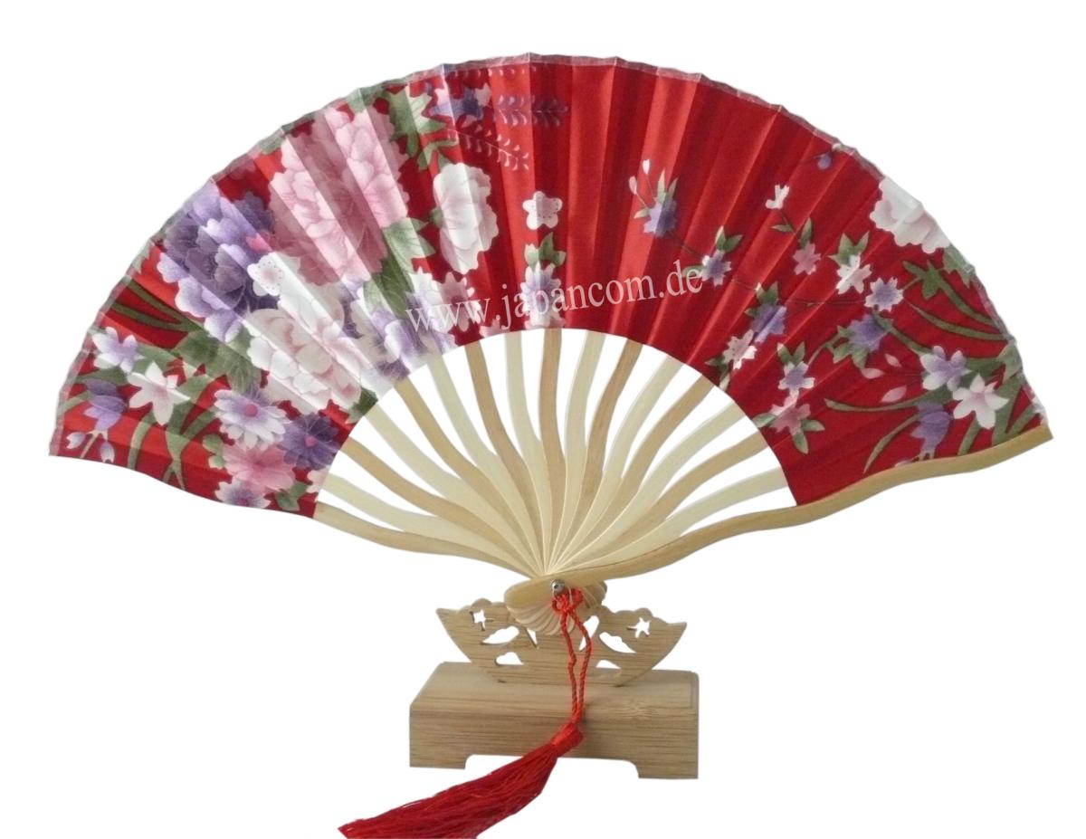 Gebogener Fächer Kirschblüten rot 21cm