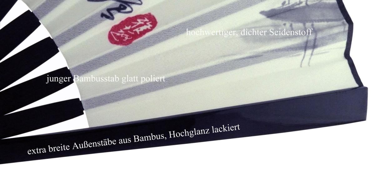 Fächer Malerischer Lotus Goldfisch Lack, weiss