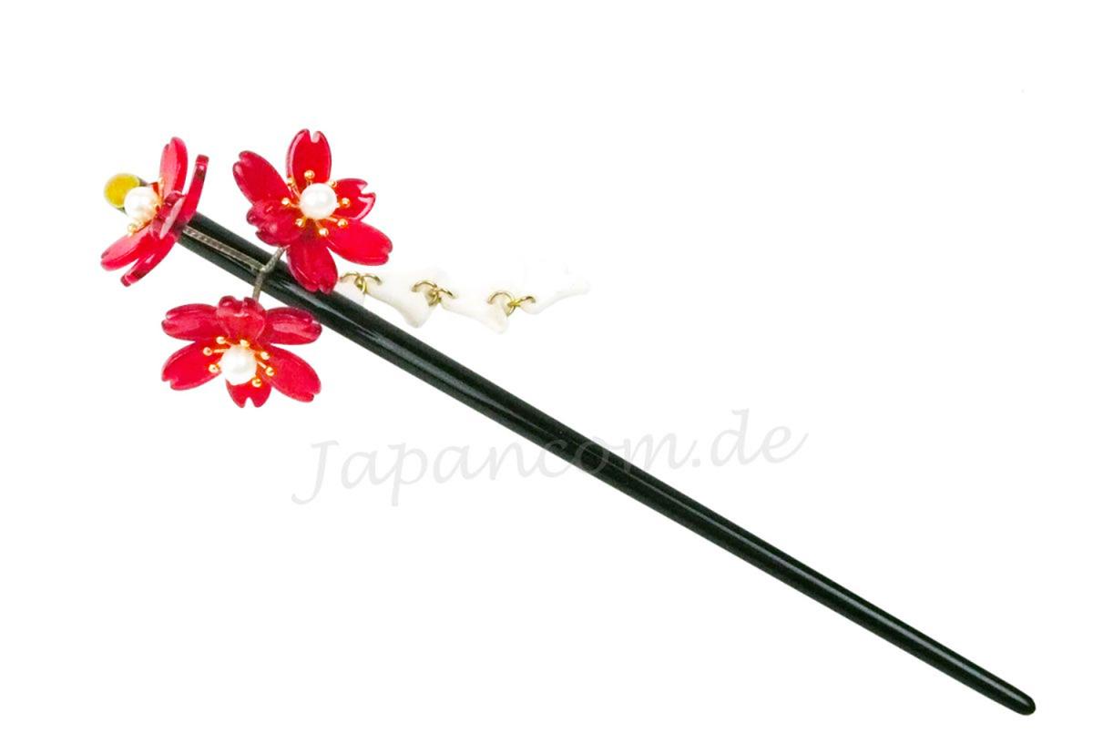 Kanzashi Haarnadel Sakura rot