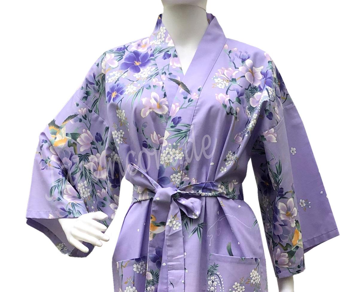 Lila Happi Kimono aus 100 % Baumwolle
