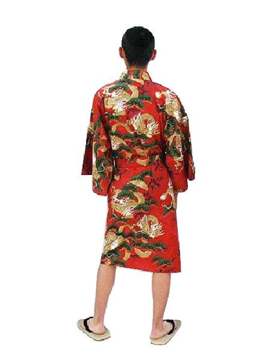 Happi - Kimono Drachen Kiefer rot, kurz