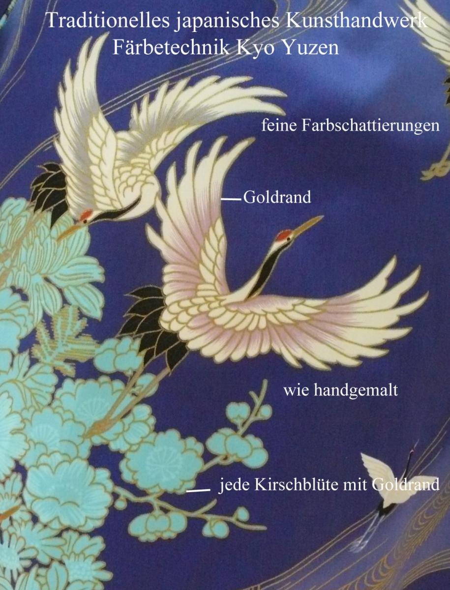 Happi Kimono Tsuru royalblau kurz