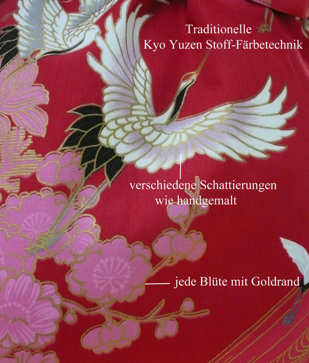 Happi Kimono Tsuru (Kranich) rot, kurz