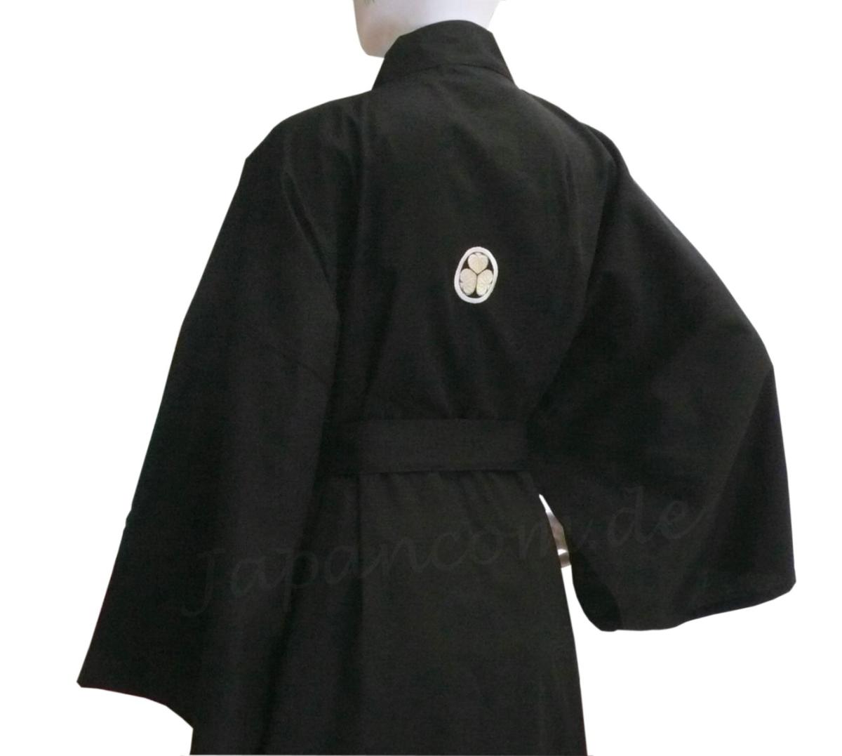 Happi Kimono Montsuki schwarz gestickt kurz