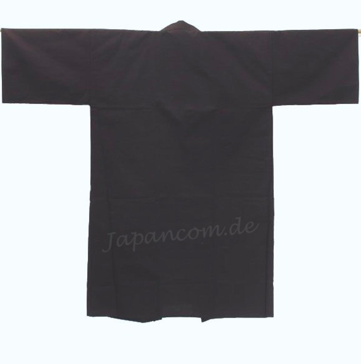 Kimono Bademantel Tsumugi Shinpuru schwarz knielang