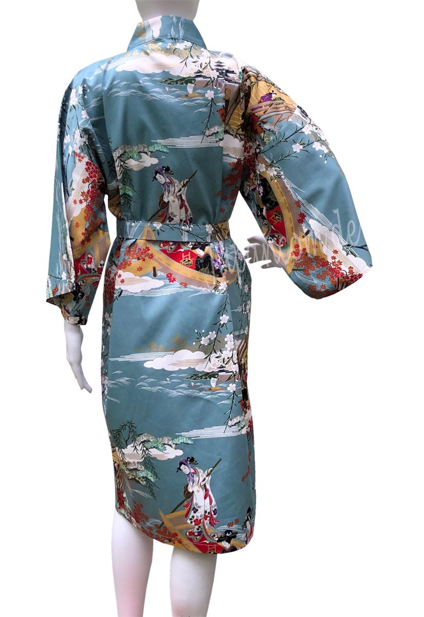 Happi Kimono Ukiyoe türkis kurz