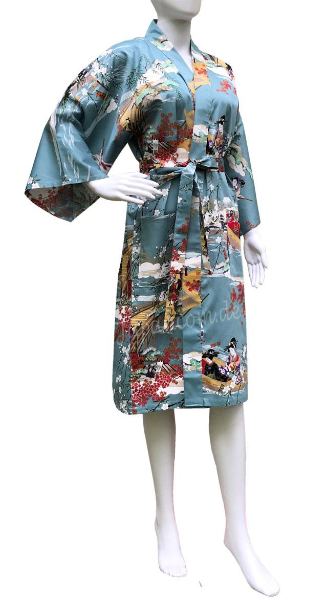 Happi Kimono Ukiyoe türkis kurz