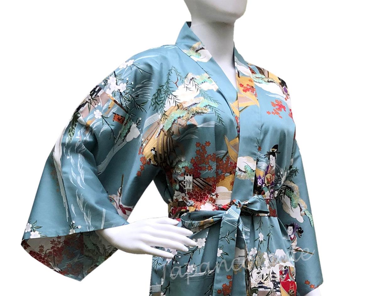 Happi Kimono Ukiyoe türkis kurz