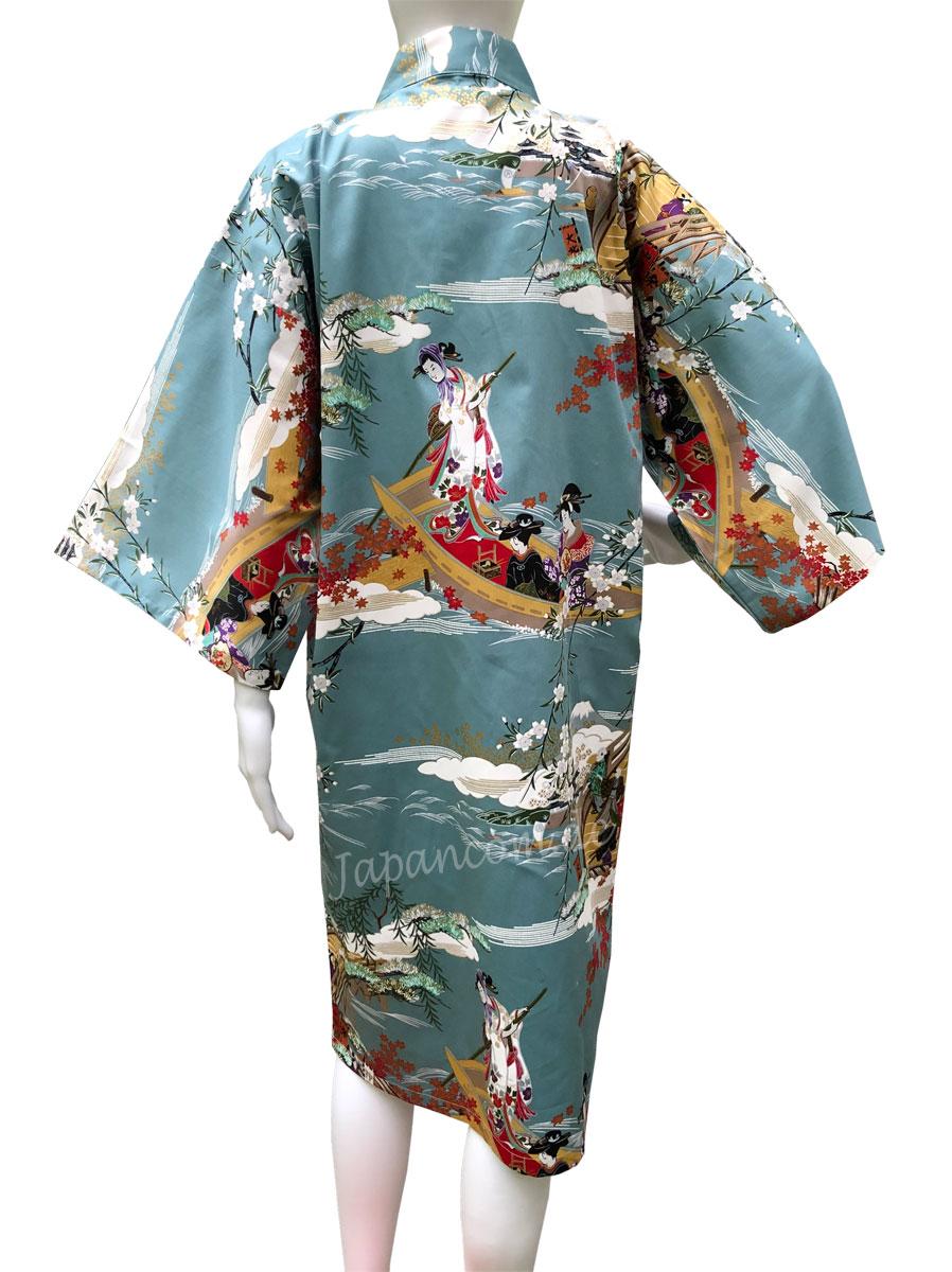 Happi Kimono Ukiyo-e mit japanischem Muster, türkis