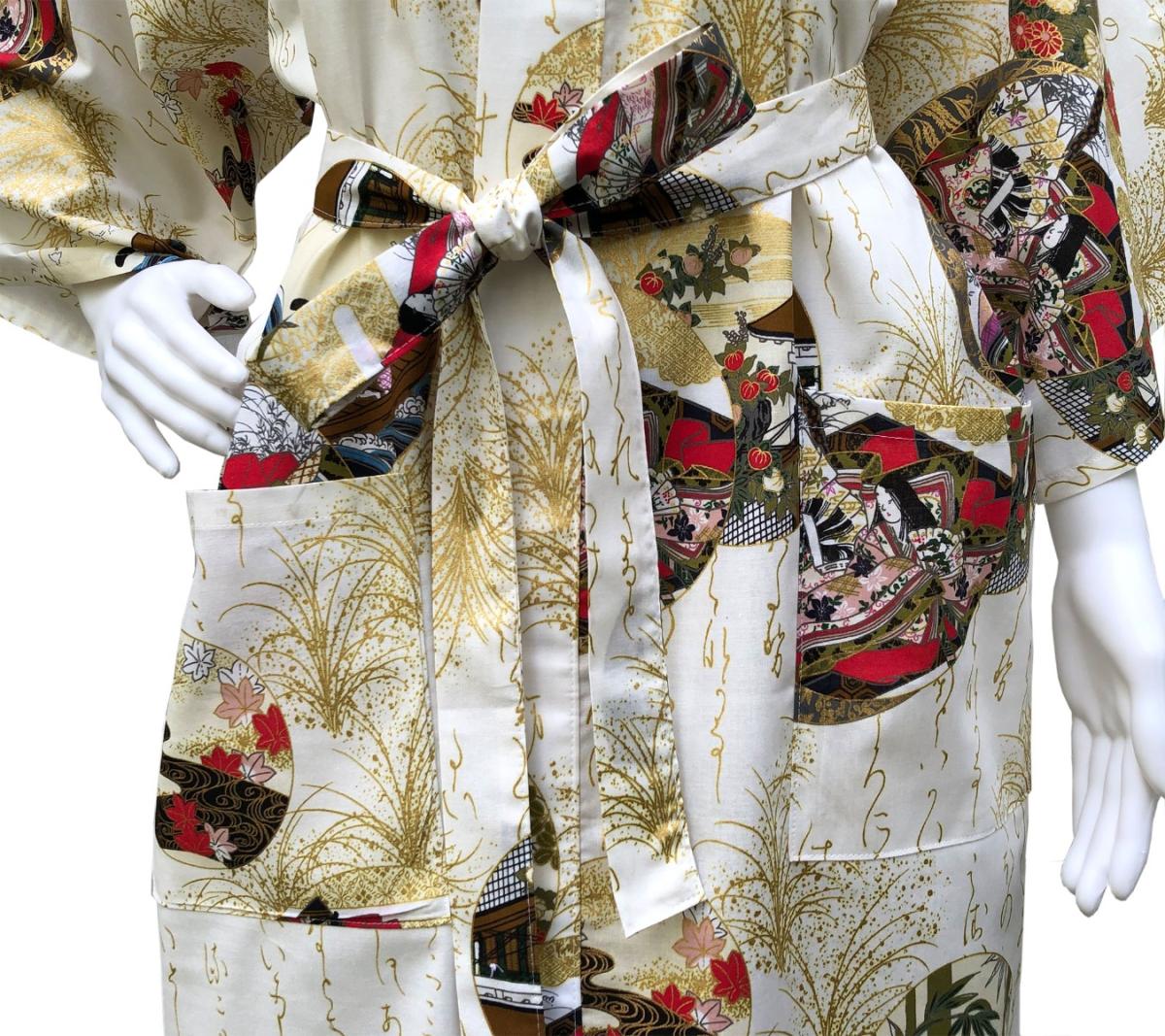 Bademantel Kimono Prinzessin weiss knielang