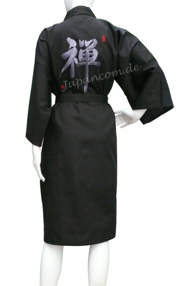 Kimono Bademantel ZEN schwarz, kurz