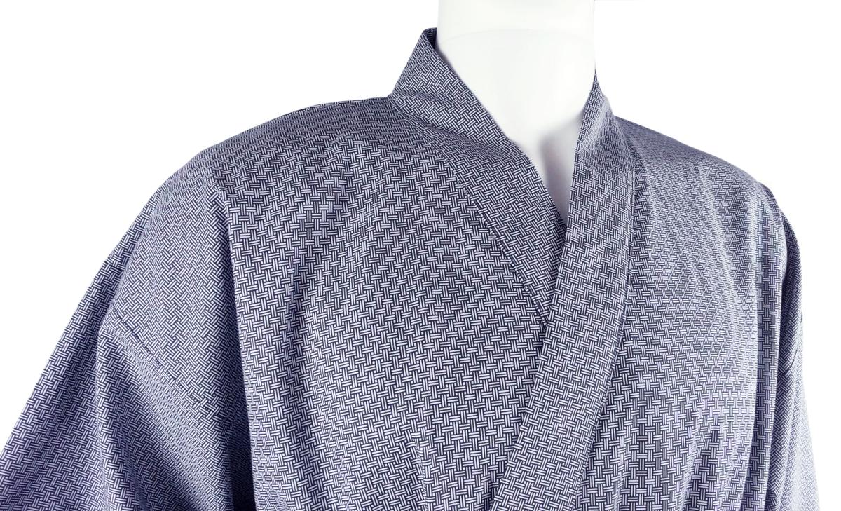 Herren Kimono aus Baumwolle blau, Flechtmuster