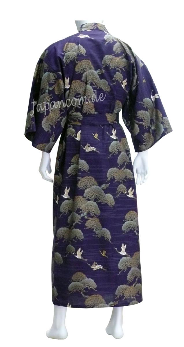 Herren Kimono Kraniche & Kiefern blau Gr. M