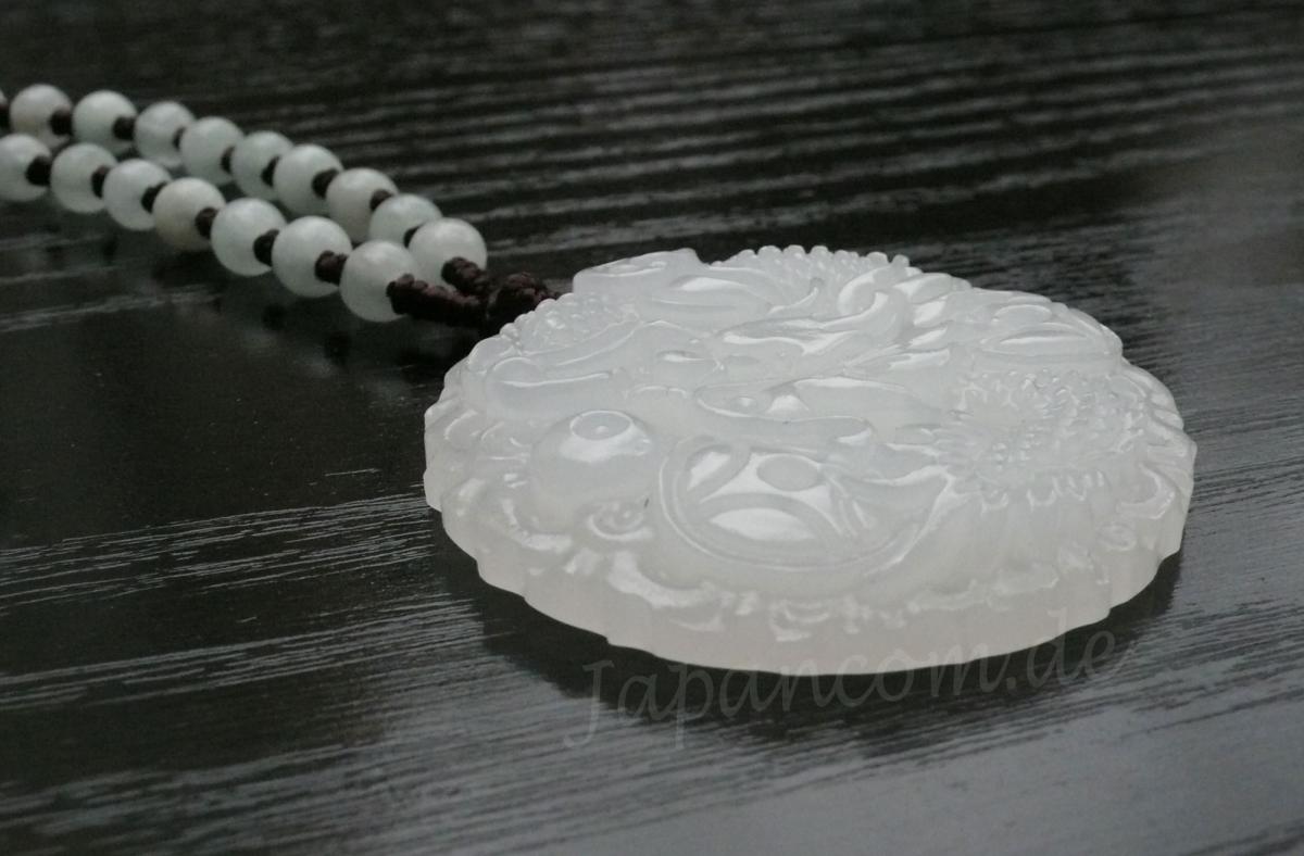 Jade Kette mit Anhänger Drachen