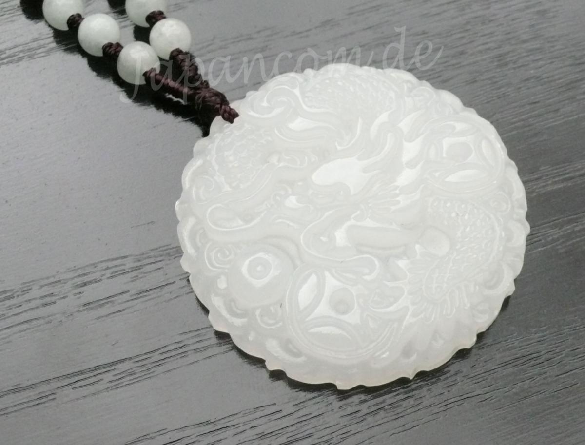 Jade Kette mit Anhänger Drachen