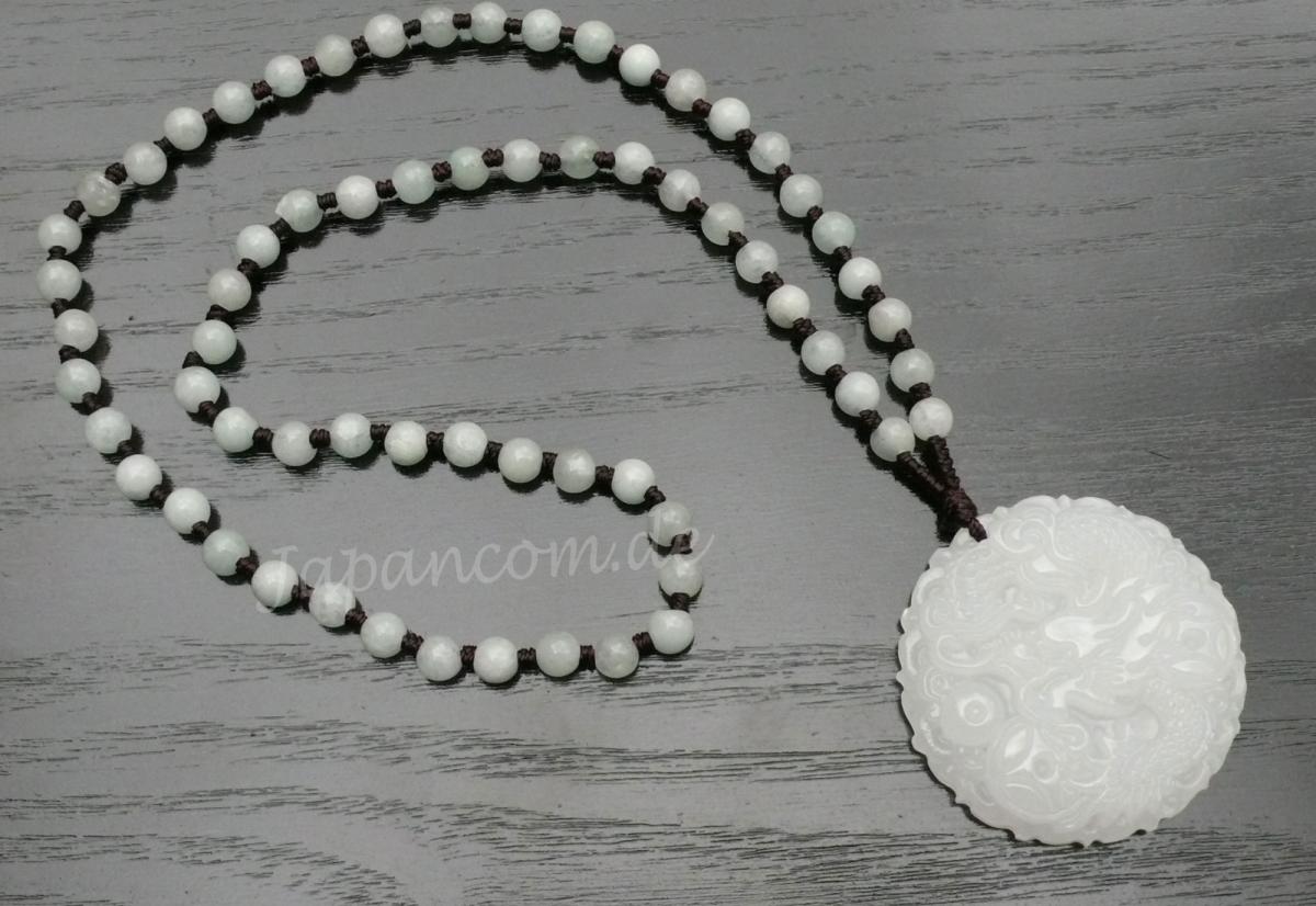 Jade Kette mit Anhänger Drachen