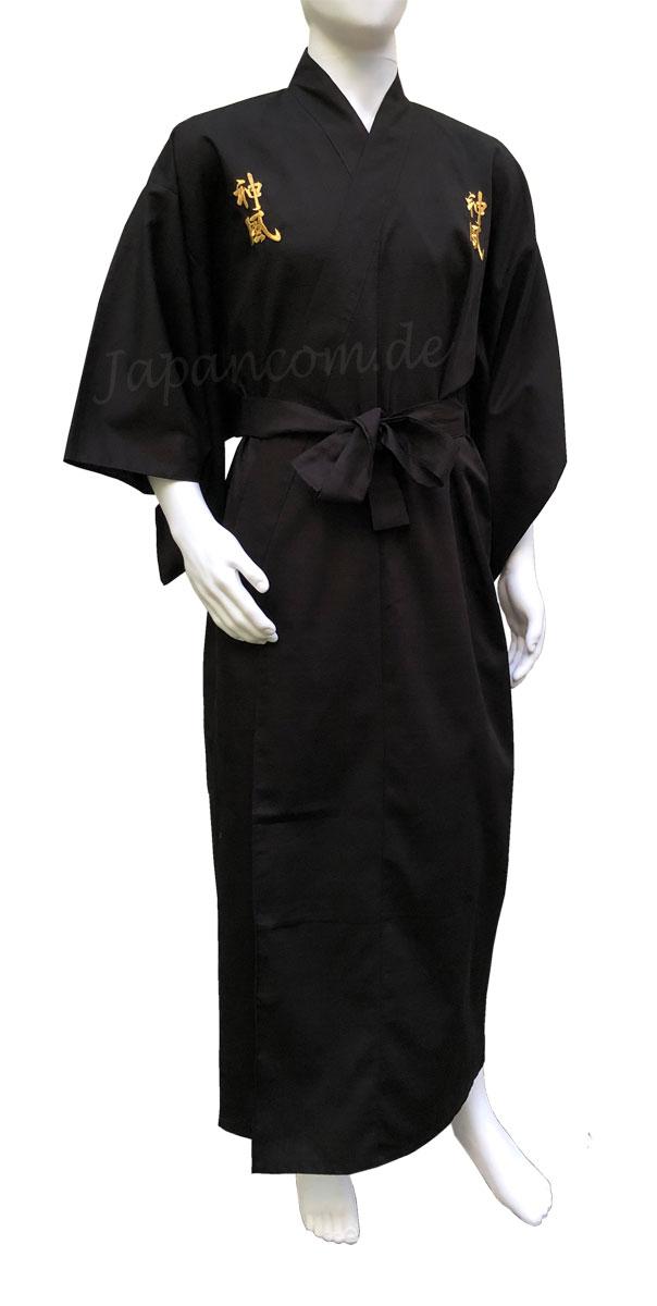 Kimono aus Shantung-Baumwolle mit aufwendiger Seidenstickerei Kamikaze