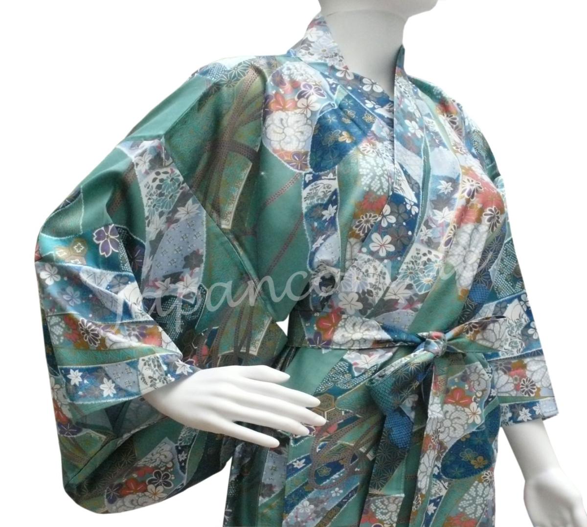Damen Kimono Ribbon (Schleifenband) grün