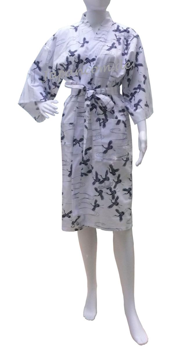 Kimono Schneekraniche weiss kurz