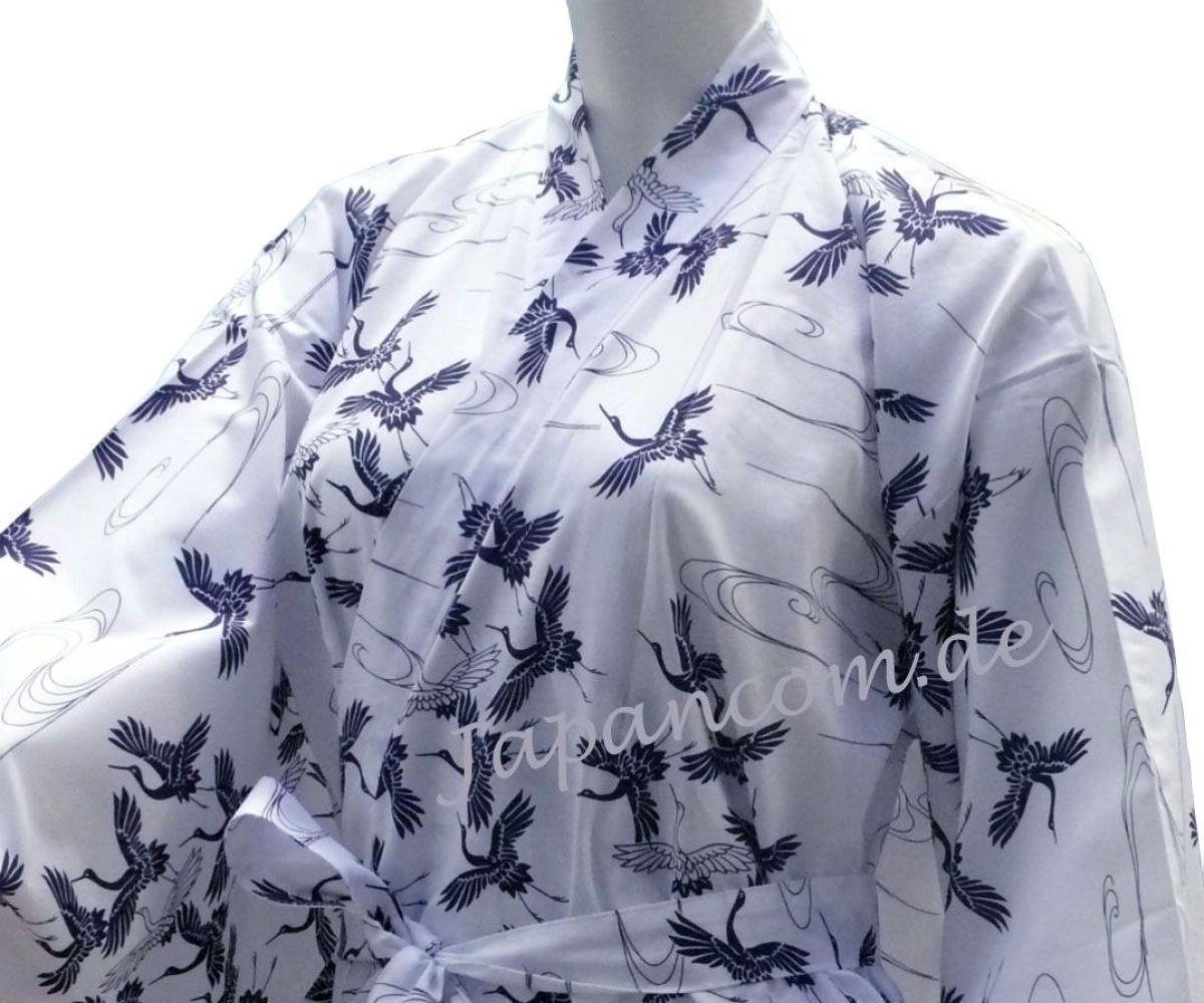Kimono Schneekraniche weiss kurz