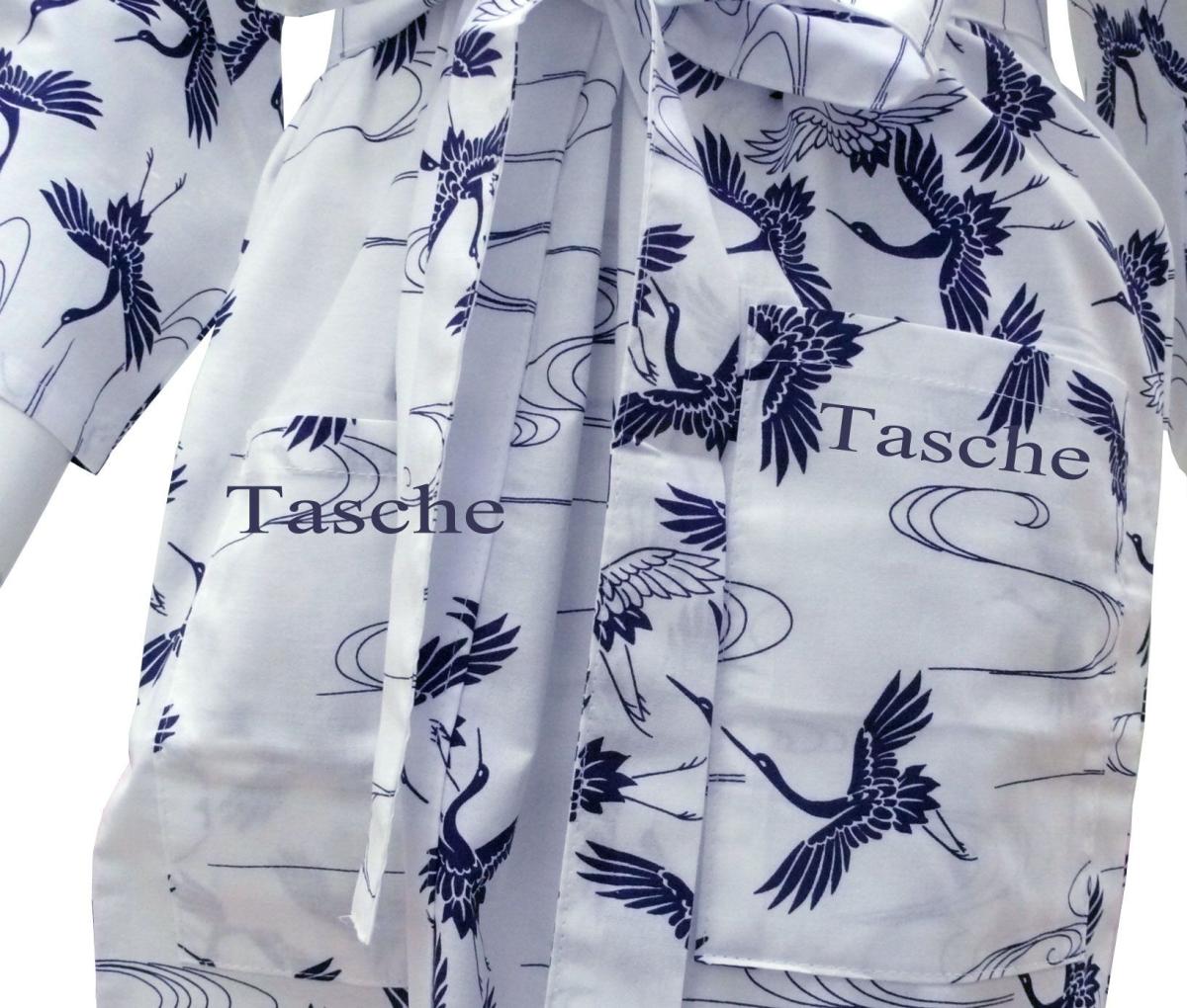 Kimono Schneekraniche weiss kurz