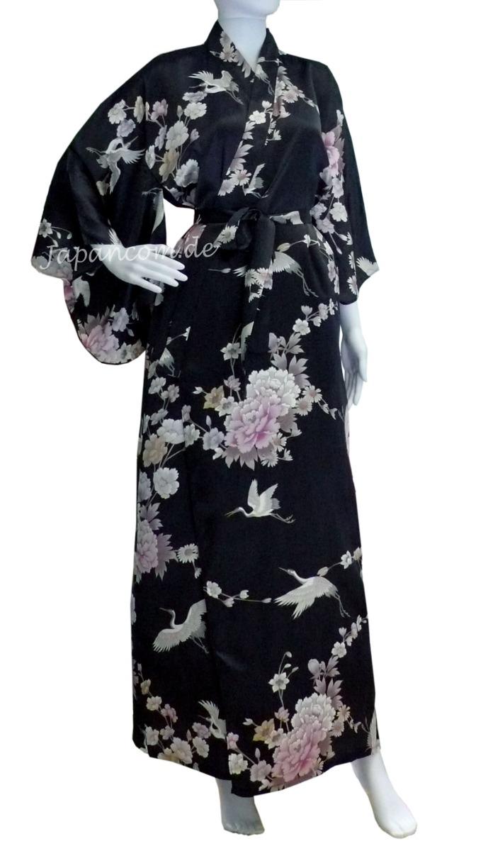 Seiden Kimono Royal Cranes rot