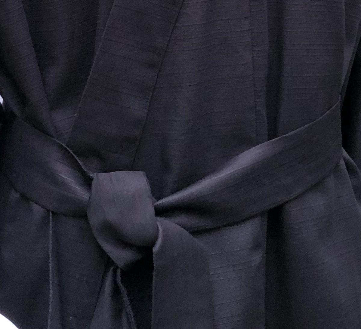 Kimono Stickerei Samurai, schwarz, Baumwolle, lang