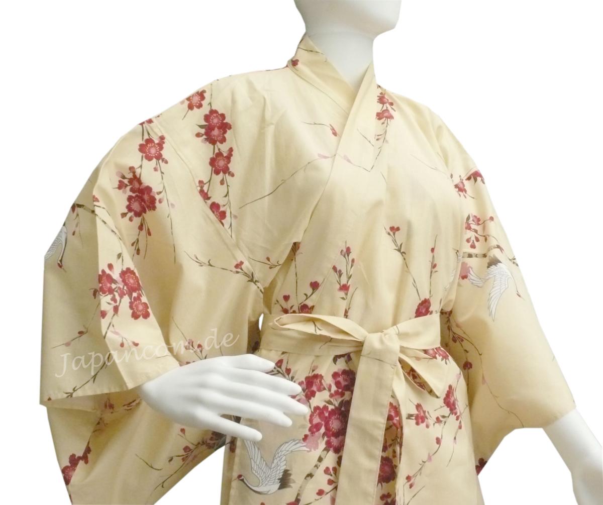 Kimono Cherry Blossom (Kirschblüte) beige extra weit, Dame