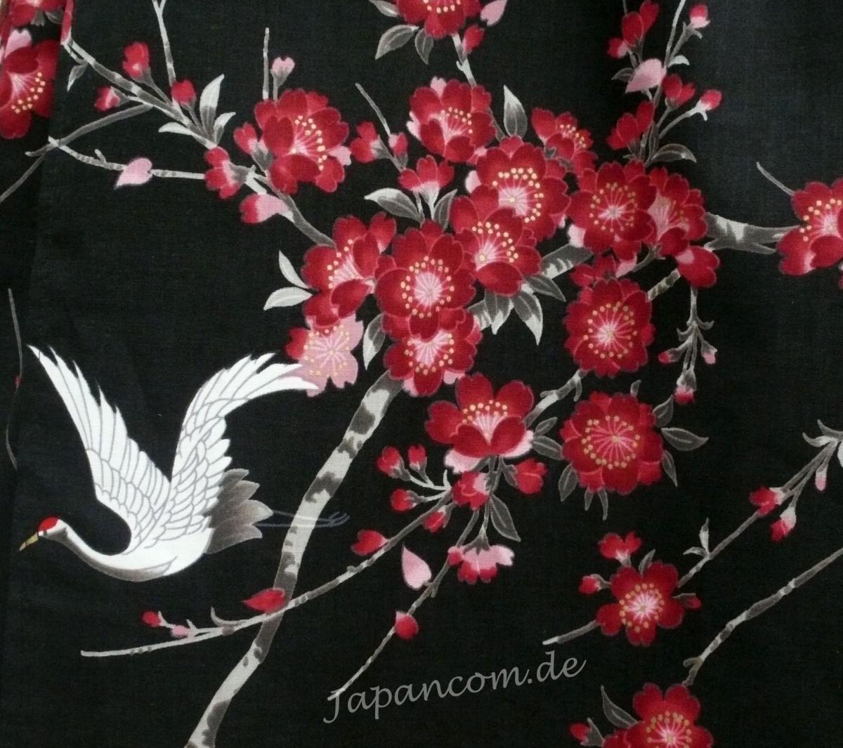 Damen Kimono Cherry Blossom schwarz extra weit
