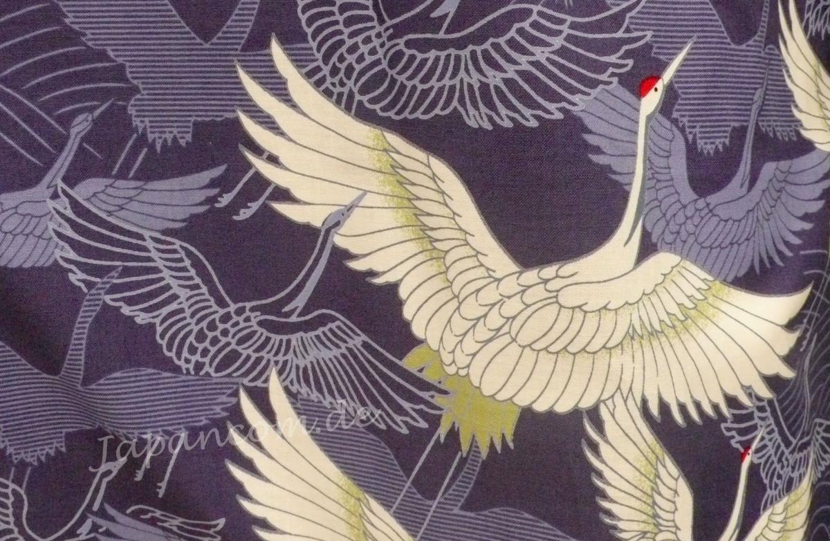 Yukata Kimono Kranich über Wellen royalblau