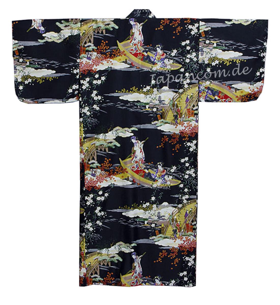 Schwarzer Damenkimono Ukiyoe