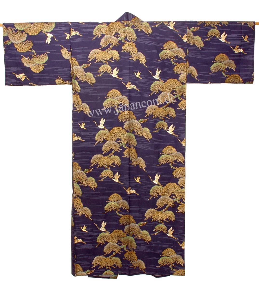 Herren Kimono Kraniche & Kiefern blau Gr. M