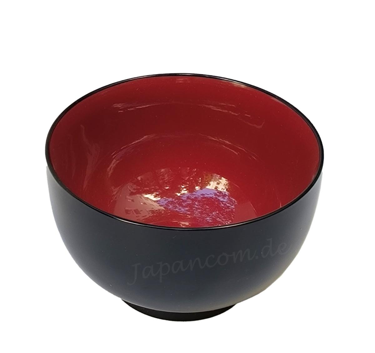 Lackschale Daruma schwarz-rot