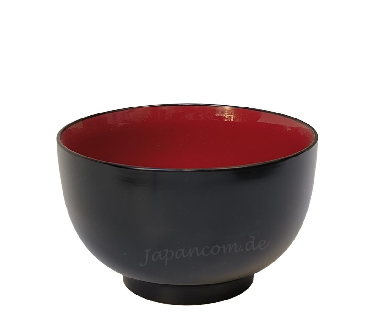 Lackschale Daruma schwarz-rot