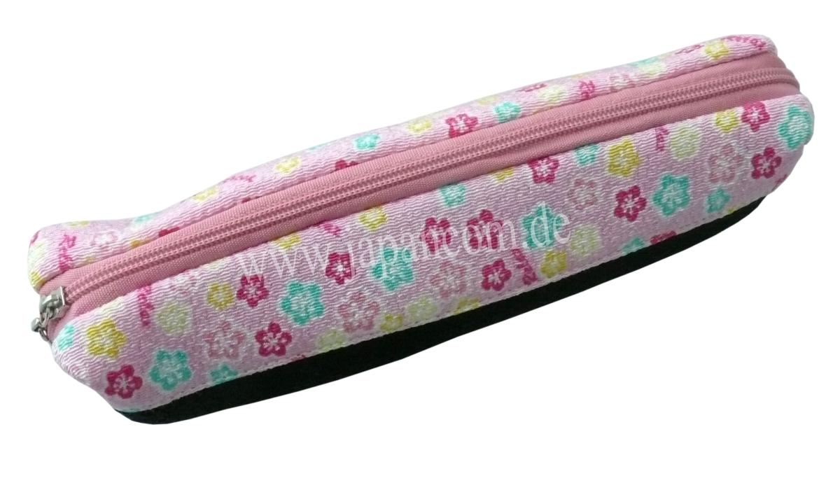 Federtasche Chirimen schwarz-pink