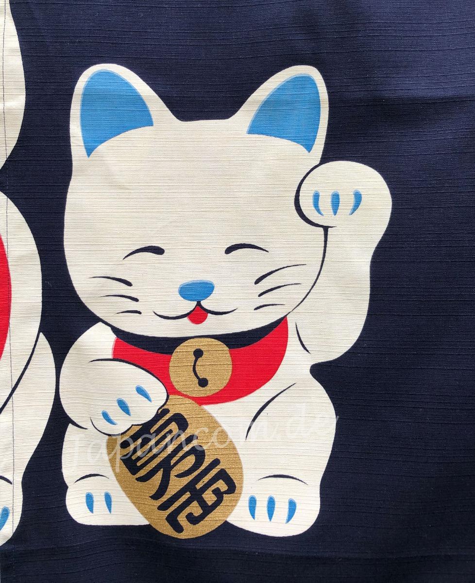 Noren Maneki Glückskatze blau kurz