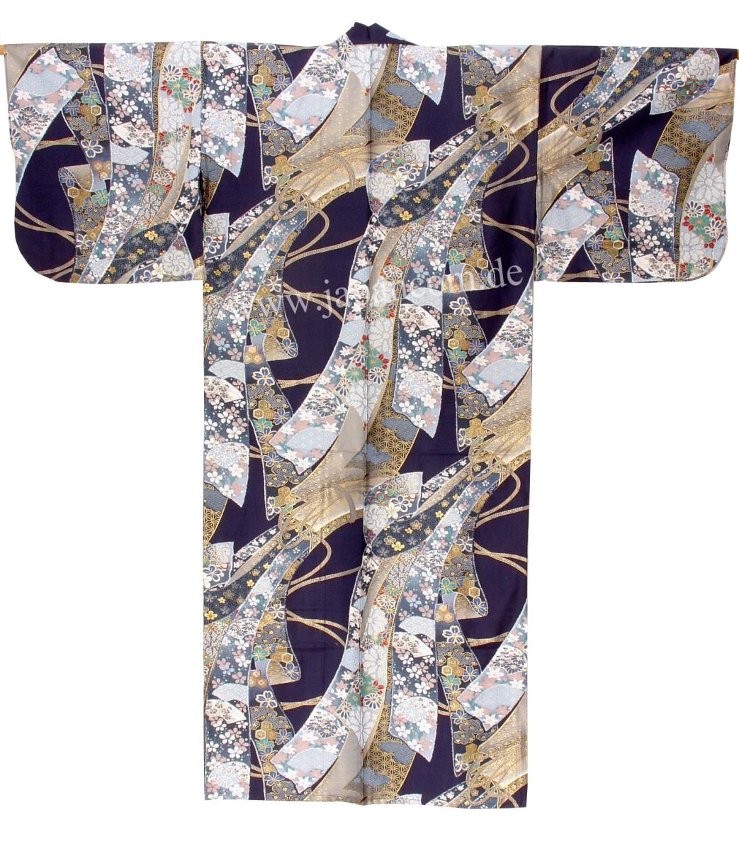 Damen Kimono Ribbon (Schleifenband) dunkelblau