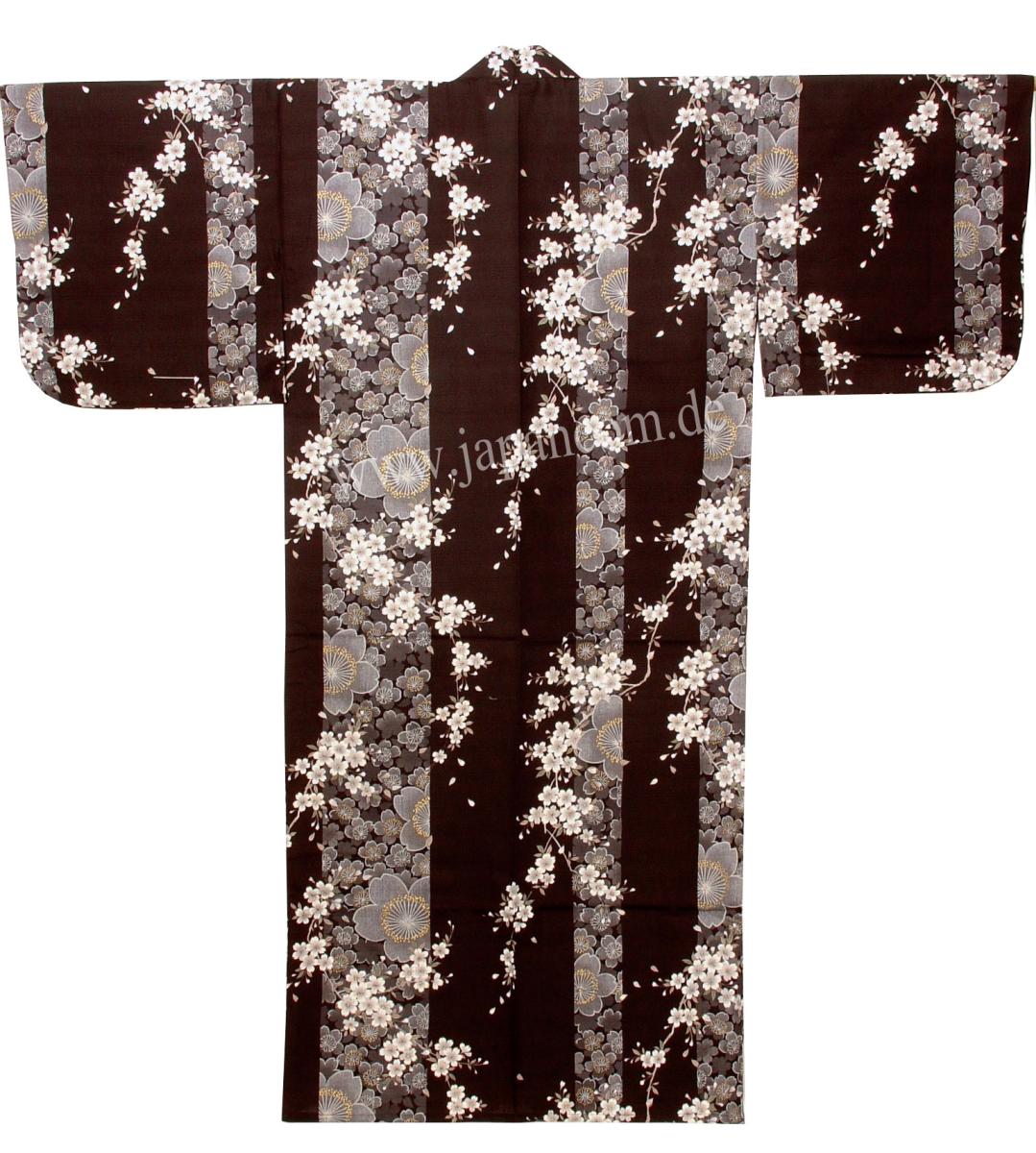 Kimono Sakura (Kirschblüte) schwarz, lang, Dame