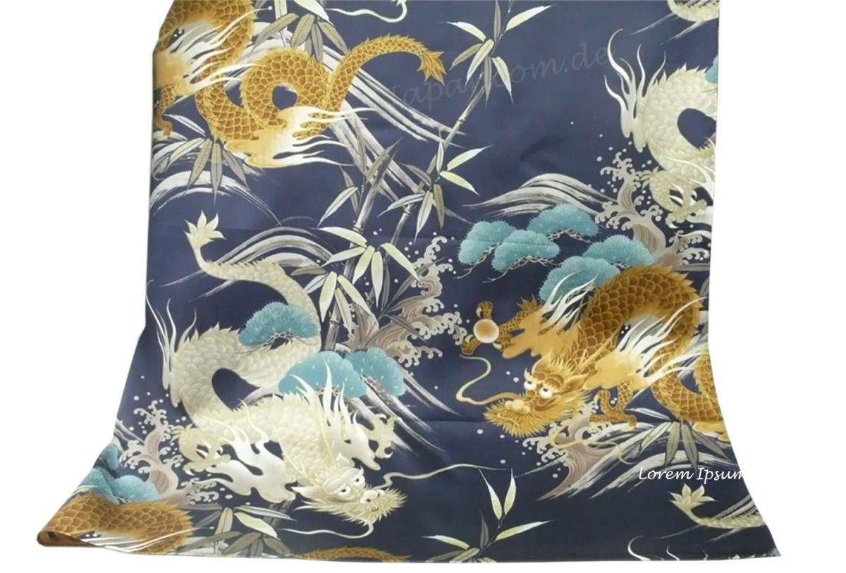 Seiden Tuch Drachen 78x78cm blau