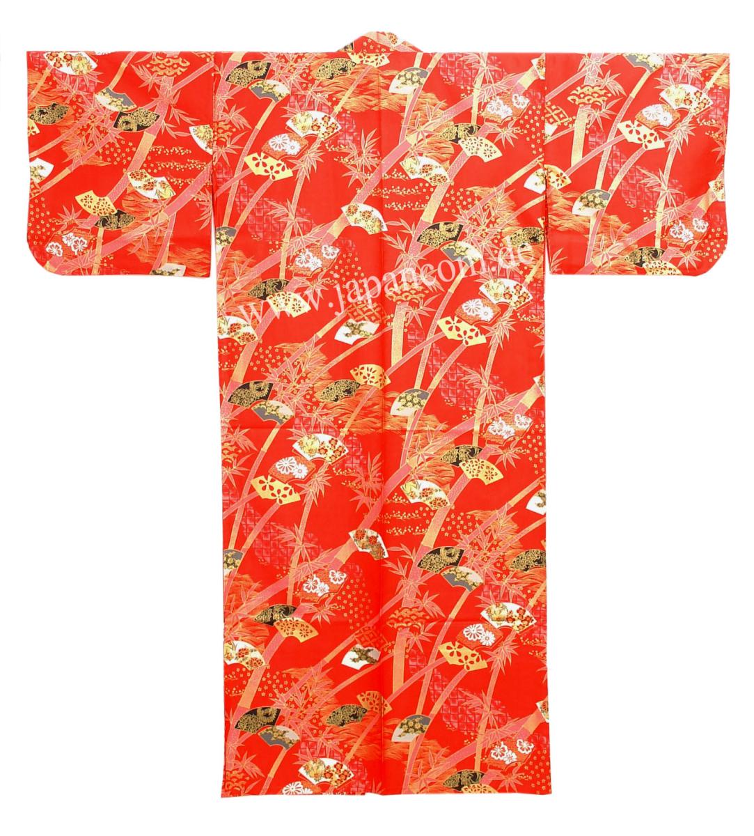 Damen Kimono Sensu Take (Fächer  Bambus) rot