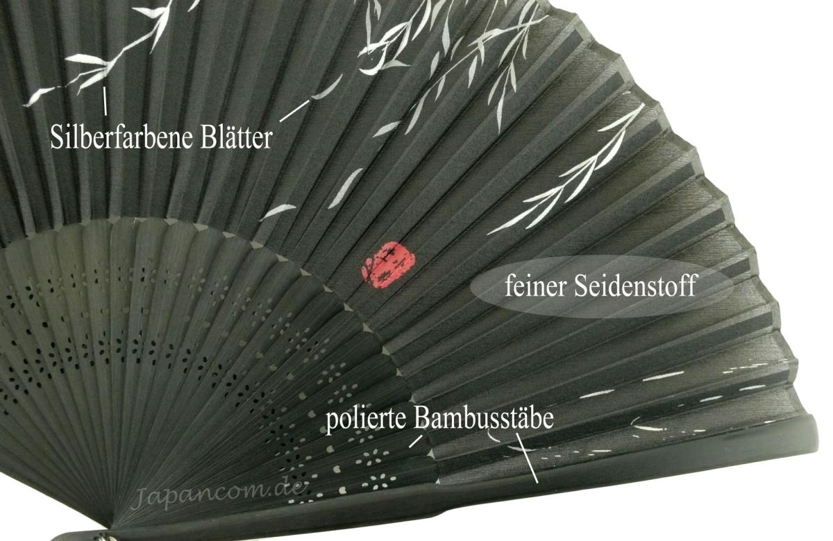 Fächer Silberweide, schwarz, Seide