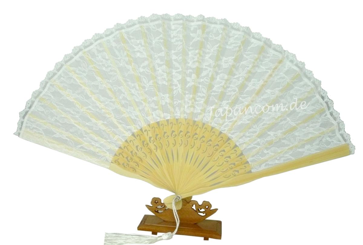Brautfächer Hochzeitsfächer Spitze weiss