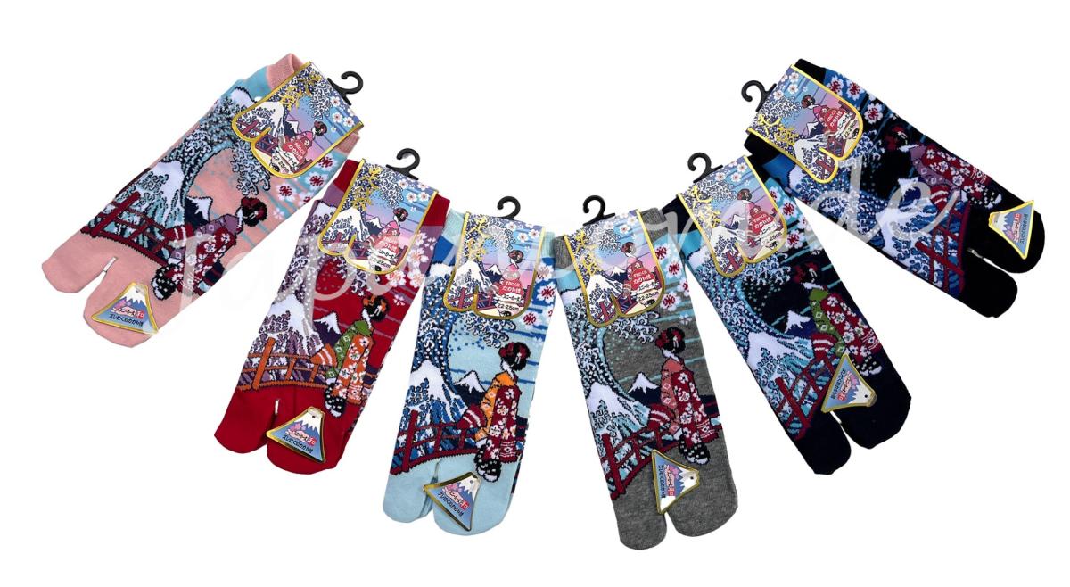 Japanische Tabi Sneaker Socken Kanagawaoki Maiko mit Wellenmotiv