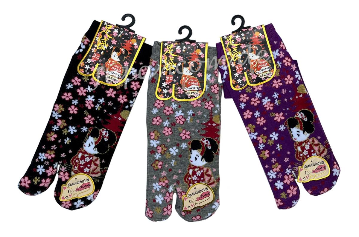 Japanische Zehensocken mit Mädchen im Kimono Design