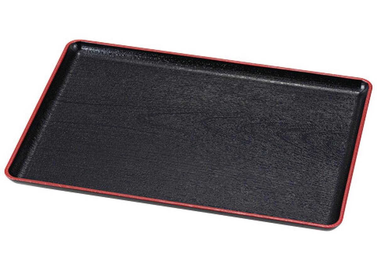 Lacktablett schwarz mit Rotrand 28x38,5cm