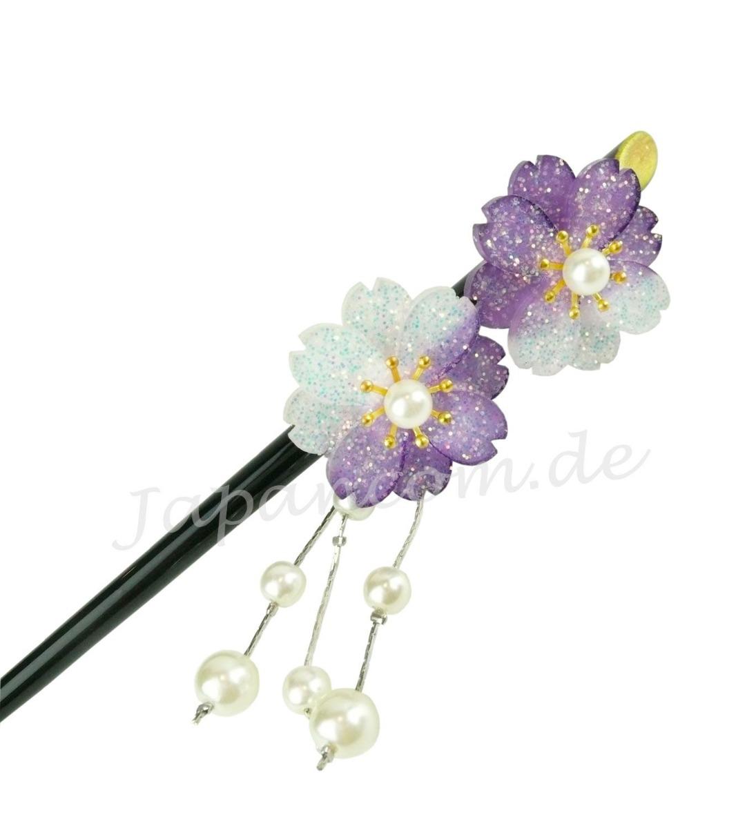 Haarnadel Kanzashi Sakura violett