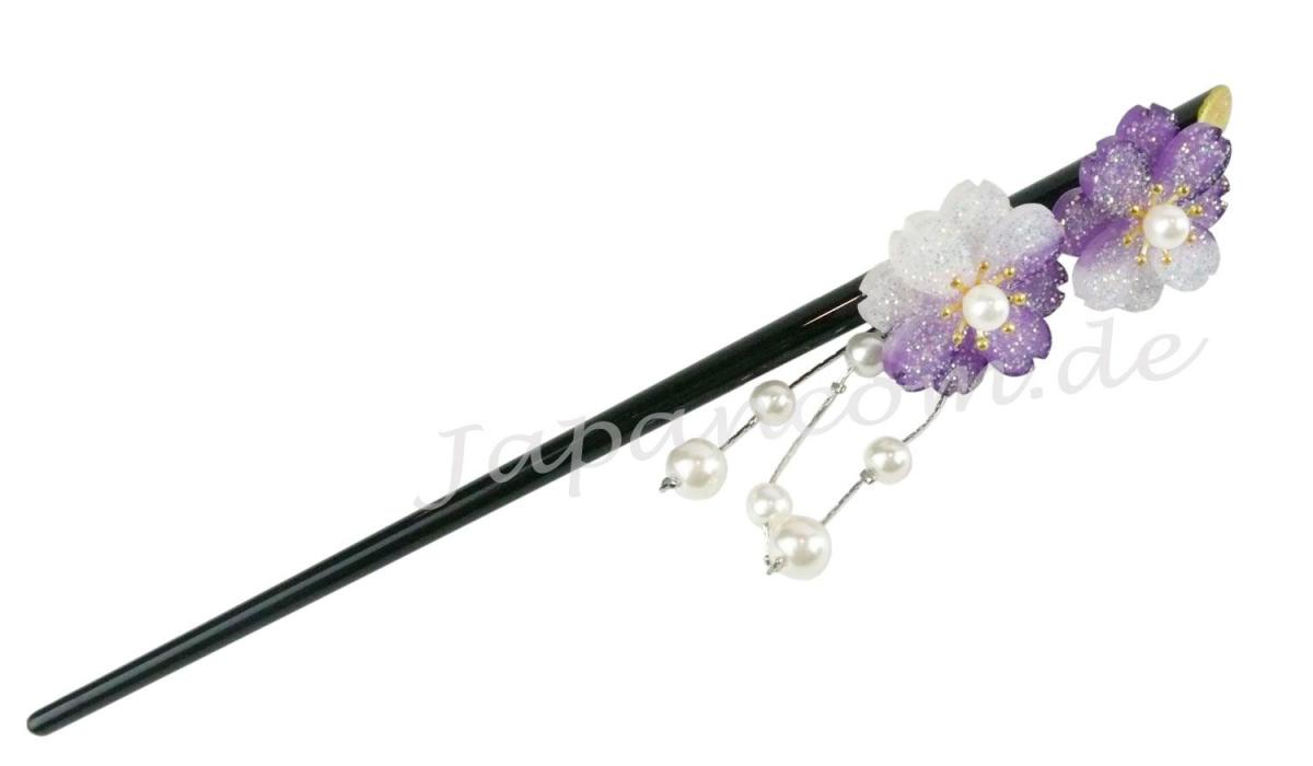 Haarnadel Kanzashi Sakura violett