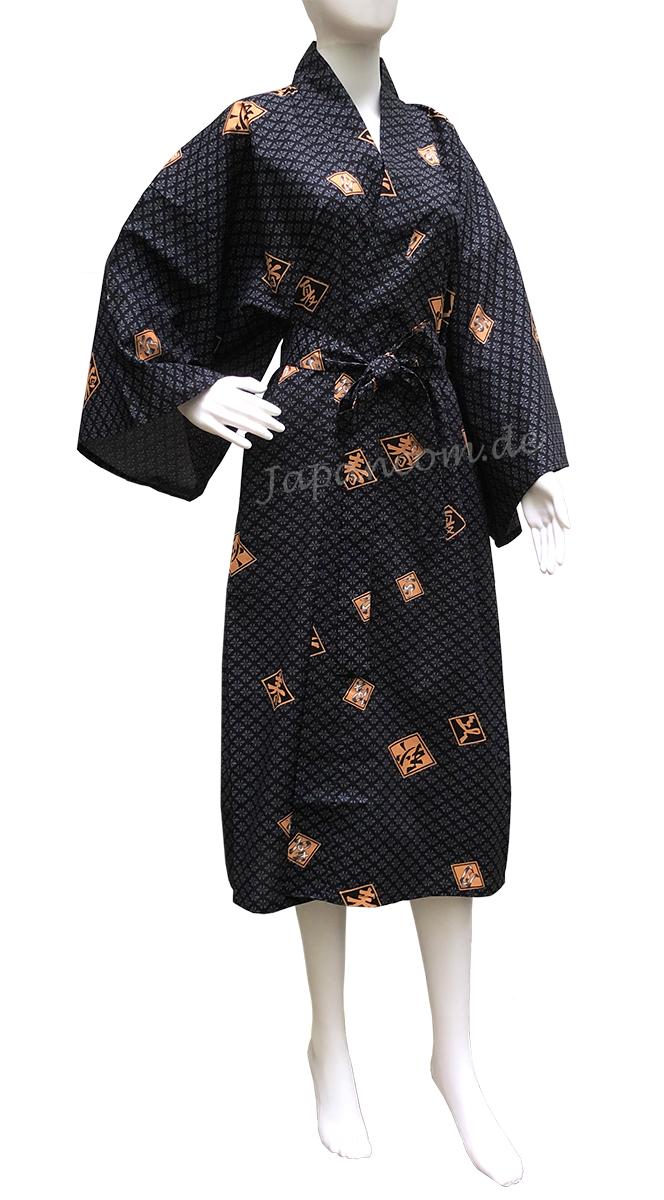 kurzer Herren Yukata Kimono Four Seasons schwarz